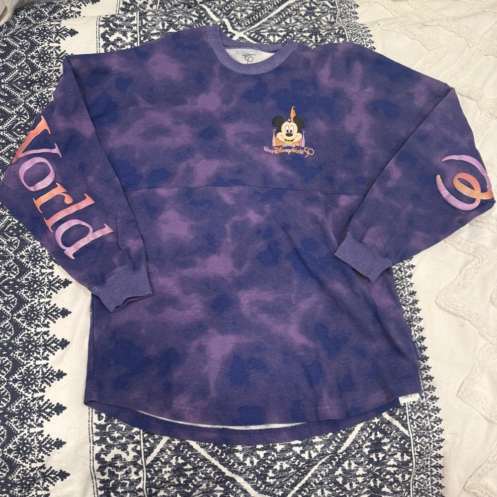 Disney World 50th Anniversary Tie Dye Spirit Jersey Purple Size Medium NWOT